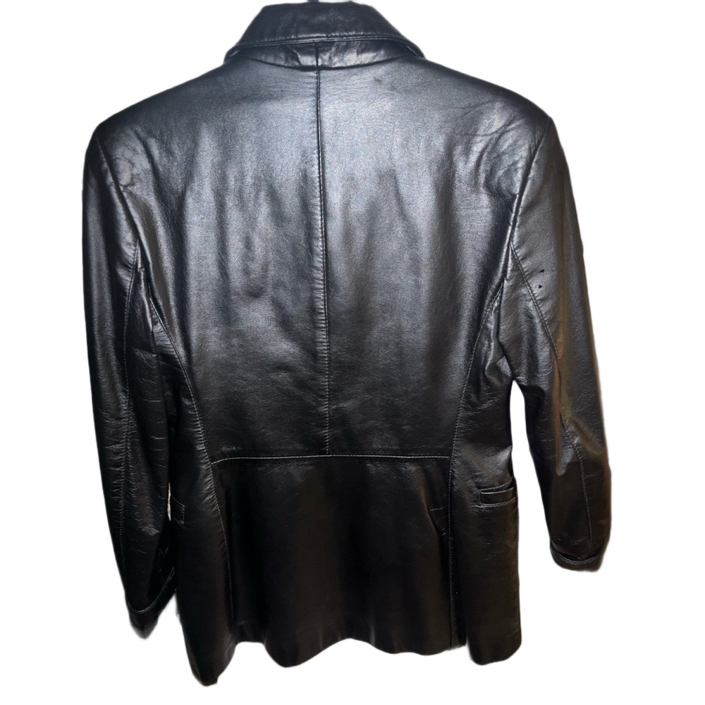 Vintage Leather Ranch Blazer Jacket Size XS / US 1 Black Genuine Leather - Picture 5 of 9